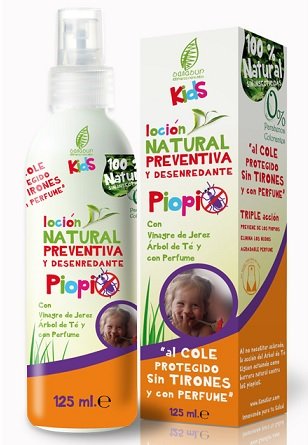Loción Desenredante Preventiva PioPio. Con Vinagre de Jerez y Árbol de Té. Previene los piojos, 100% natural, 125ml.