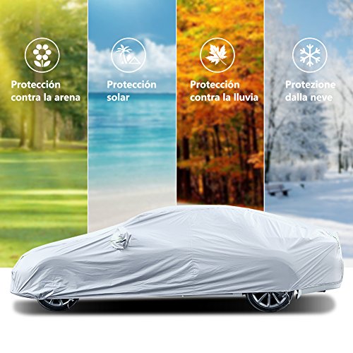 LOETAD Funda de Coche Exterior Cubierta de Coche Impermeable Antipolvo y Rasguño Universal 470x180x150cm