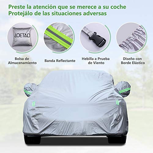 LOETAD Funda de Coche Exterior Cubierta de Coche Impermeable Antipolvo y Rasguño Universal 470x180x150cm