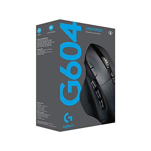 Logitech G604 Lightspeed Ratón Gaming Inalámbrico, Sensor Hero 16K, Batería 140h, Compatible con PC/Mac, Negro