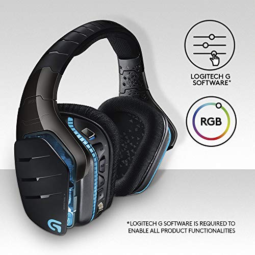 Logitech G933 Artemis Spectrum Auriculares Gaming Inalámbricos, DTS Headphone:X 7.1 Surround, Transductores 40mm Pro-G, 3.5 mm Jack, Lightsync RGB, Teclas G, PC/Mac/Xbox One/PS4/Nintendo Switch