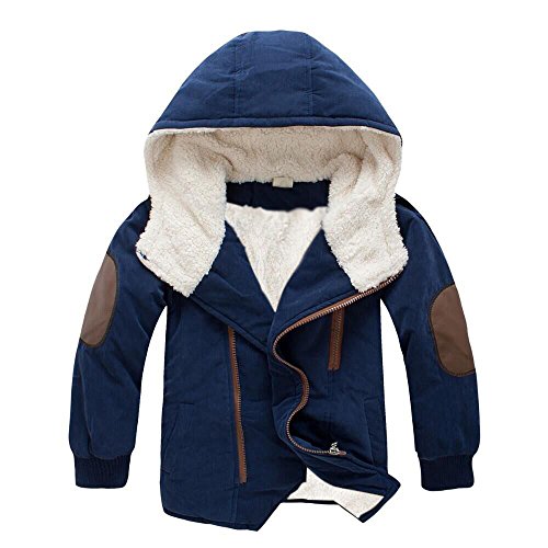 Logobeing Abrigo Niños 3-9 Años, Bebé Niño Chaquetas de Niños Chicos con Capucha y Prendas de Vestir Exteriores de Piel Chaqueta de Invierno CáLido Ropa Abrigo (3-5Años, Armada)