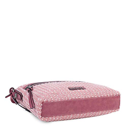 Lois - Bolso de Mujer Bandolera Ajustable. Cierre con Cremallera. Dos Bolsillos Exteriores con Cremallera. Casual. Bordado. Lona - Piel sintética Polipiel 306649, Color Rosa