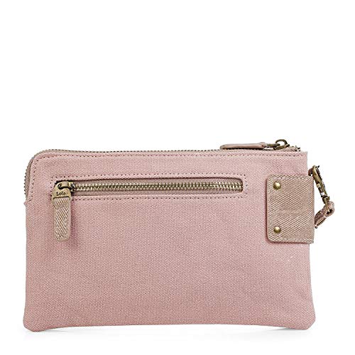 Lois - Neceser de Viaje con Asa de Mano Adicional Desmontable. 2 Cremalleras. Bordado y con Remaches, Cómodo Ligero y Práctico. Calidad. Cuero PU Pilopiel. 302009, Color Rosa-Marron