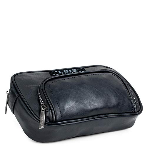Lois - Riñonera Grande de Hombre para la Cintura. Cierre Cremallera. Compartimentos para Móvil y Efectos Personales. Ideal para Viaje. Polipiel Cuero PU. Gran Capacidad. 302810, Color Negro