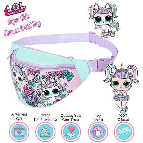 L.O.L Surprise! Riñonera Niña con Estampado Muñecas LOL, Bolso Riñonera Color Rosa para Niñas LOL Dolls, Bolso Cinturon con Correa Ajustable, Regalos LOL Surprise para Niñas Adolescentes (púrpura)
