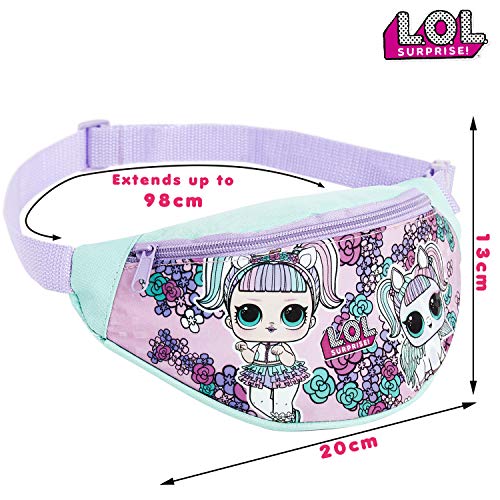 L.O.L Surprise! Riñonera Niña con Estampado Muñecas LOL, Bolso Riñonera Color Rosa para Niñas LOL Dolls, Bolso Cinturon con Correa Ajustable, Regalos LOL Surprise para Niñas Adolescentes (púrpura)