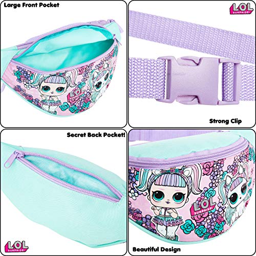 L.O.L Surprise! Riñonera Niña con Estampado Muñecas LOL, Bolso Riñonera Color Rosa para Niñas LOL Dolls, Bolso Cinturon con Correa Ajustable, Regalos LOL Surprise para Niñas Adolescentes (púrpura)