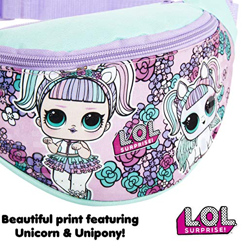 L.O.L Surprise! Riñonera Niña con Estampado Muñecas LOL, Bolso Riñonera Color Rosa para Niñas LOL Dolls, Bolso Cinturon con Correa Ajustable, Regalos LOL Surprise para Niñas Adolescentes (púrpura)