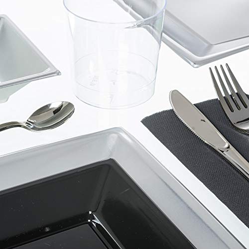 Lola Home Vajilla desechable para 12 Personas Moderna Plateada de plástico para Comedor LOLAhome