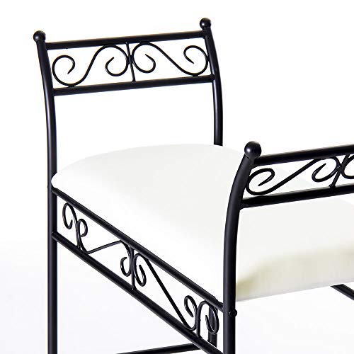 LOLAhome Banqueta pie de Cama Negra de Metal para Dormitorio (Negro Arabia)