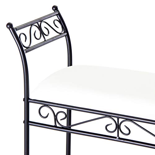 LOLAhome Banqueta pie de Cama Negra de Metal para Dormitorio (Negro Arabia)