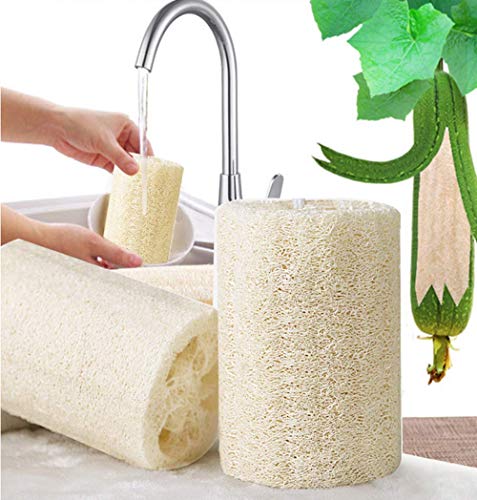 Loofah Natural,4 PCS Esponja de Luffa Luffa Nature Exfoliante Loofah Spa para Baño para Ducha Corporal Limpieza de Cocina Depurador