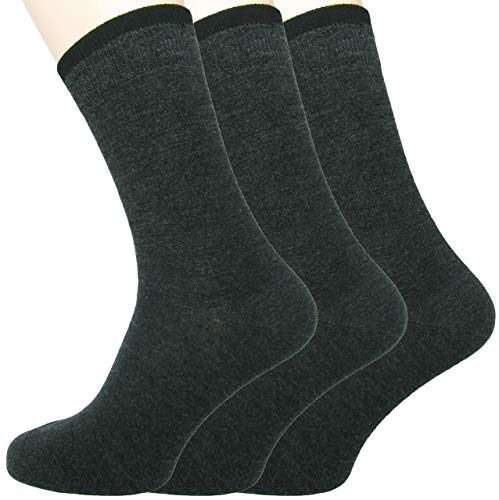 Loonysocks, 3 pares de nuestros mejores calcetines de ejecutivo confeccionados con lana de merino de Ascona súper suave, calcetines de caballero (Gris oscuro, 39-42)