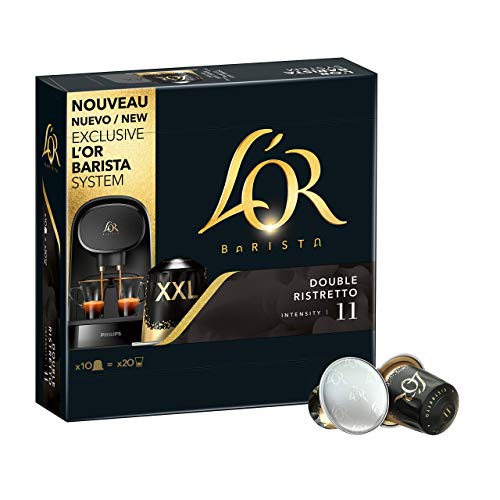 L'OR BARISTA, Cápsulas Doble Ristretto Intensidad 11 - Exclusivas para cafeteras L'OR BARISTA , Pack de 5 x 10 [Total 50 cápsulas]
