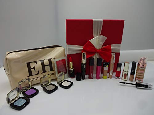 L'Oreal Beauty Blockbuster caja de regalo de maquillaje, 15 piezas de productos de maquillaje L'Oreal en caja de regalo + Emma Hardie bolsa de maquillaje + base y cepillo de máscara incluidos