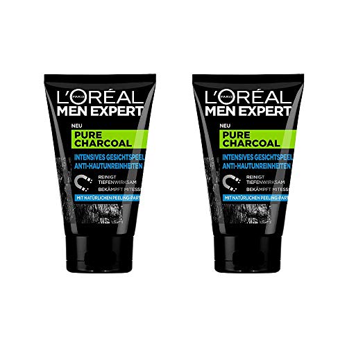 L'Oréal Men Expert Pure Charcoal - Exfoliante facial antiimperfecciones (2 unidades de 100 ml)