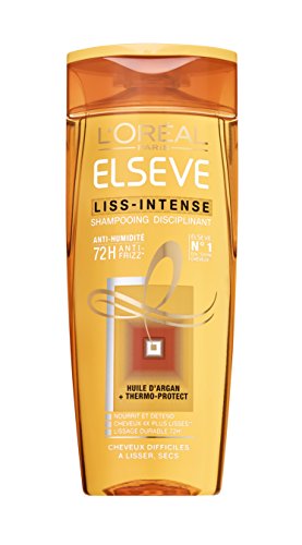 L'Oréal Paris Elsève liso intenso, Champú disciplinante hasta durante 72 horas, de 250 ml, 4 unidades