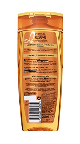 L'Oréal Paris Elsève liso intenso, Champú disciplinante hasta durante 72 horas, de 250 ml, 4 unidades