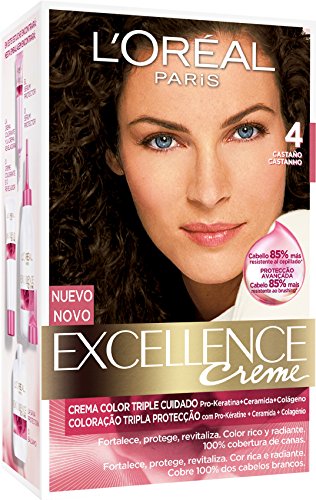 L'Oréal Paris Excellence Creme Triple Protección Coloración, Tono: 4 Castaño - 200 g
