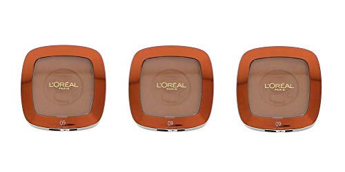 L'Oréal Paris – Polvo de sol de alta adherencia Glam Bronze Mono 09 canela (lote de 3)