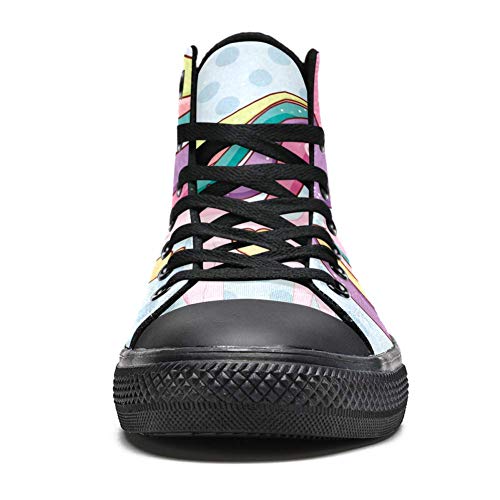 LORVIES - Zapatillas de deporte con diseño de unicornio con corazones y peinado, de lona para hombre, zapatillas deportivas, (multicolor), 42.5 EU
