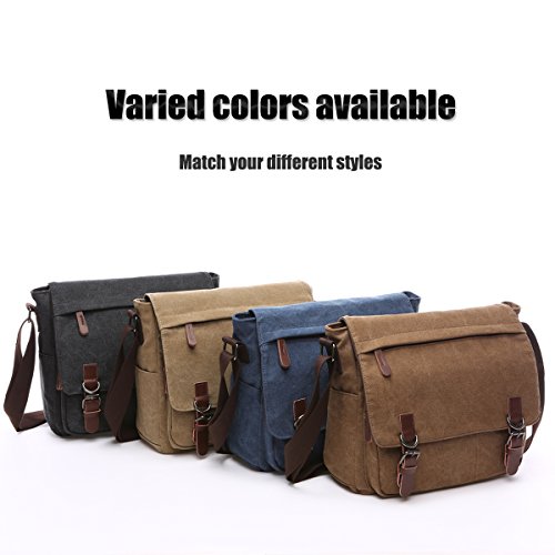LOSMILE Hombres Lona Bolso de Bandolera La Bolsa de Mensajero Bolsa de Lona Bolsa de Hombro 16 Pulgadas Bolsa de Ordenador. (Azul)