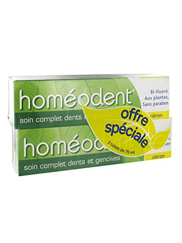 Lot de 2 x 75 ml Dentifrice Soin Blancheur Chlorophyle Homéodent Boiron