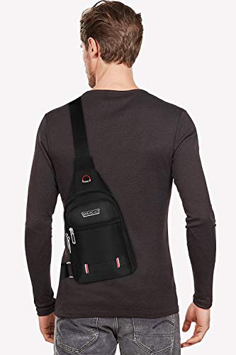 Lotisie Bolso Pecho Hombre Bolso Cruzado Pequeños Luz Weigt Mochila Bandolera Hombre para Caminar, Viajar, Ciclismo (Negro)