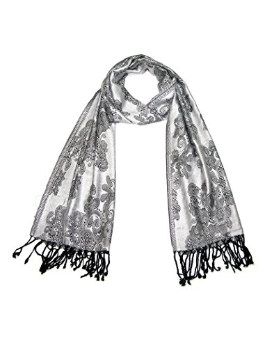 LOVARZI Chal gris plateado para mujer - hermosas mujeres Pañuelos - pashminas chales abrigos de mujer