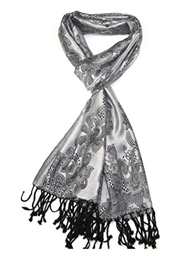 LOVARZI Chal gris plateado para mujer - hermosas mujeres Pañuelos - pashminas chales abrigos de mujer