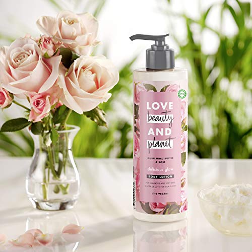 Love Beauty and Planet Loción corporal Para Piel luminosa y suave, Manteca de Murumuru y Rosa 100% Vegano - Pack de 2 x 400 ml (Total: 800 ml)