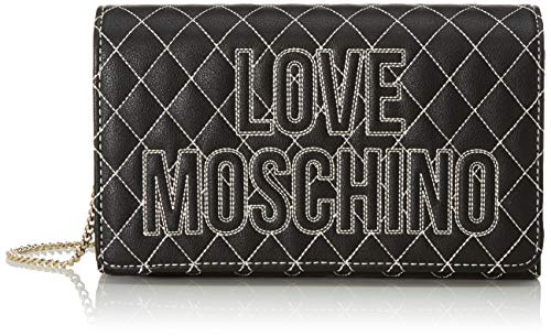 Love Moschino Borsa PU, Bolsa de mensajero para Mujer, Negro (Nero), 13x23x6 centimeters (W x H x L)