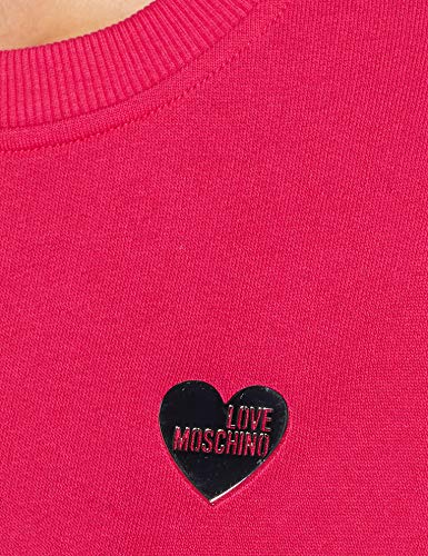 Love Moschino Heart Shaped Badge_Long Sleeve Sweatshirt Sudadera, (Fuchsia O18), 42 (Talla del Fabricante: 44) para Mujer