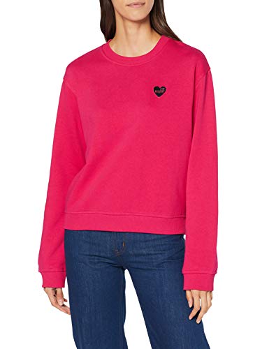 Love Moschino Heart Shaped Badge_Long Sleeve Sweatshirt Sudadera, (Fuchsia O18), 42 (Talla del Fabricante: 44) para Mujer