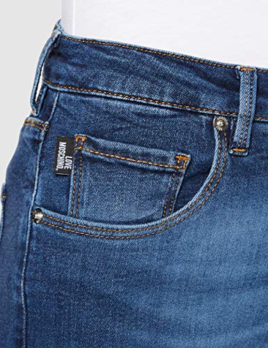 Love Moschino High Waist Skinny Fit Denim Trousers_Logo On The Back Pocket Vaqueros, Azul (Zzsw3171 965w), 38 (Talla del Fabricante: 30) para Mujer