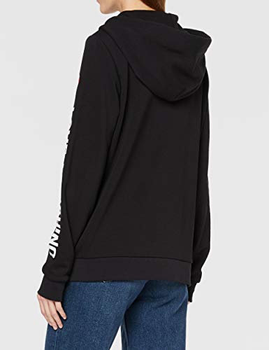 Love Moschino Hooded Long Fleece Zipped Sweatshirt_Stripe Logo & Heart Print On Sleeve_Ribbed Bottom & Cuffs Sudadera, Negro (Black C74), 38 (Talla del Fabricante: 42) para Mujer