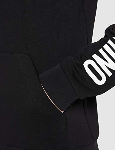 Love Moschino Hooded Long Fleece Zipped Sweatshirt_Stripe Logo & Heart Print On Sleeve_Ribbed Bottom & Cuffs Sudadera, Negro (Black C74), 38 (Talla del Fabricante: 42) para Mujer