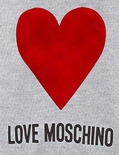 Love Moschino Logo and Heart Print_Long Sleeve Hooded Dress Vestido, (Light Grey A699), 40 (Talla del Fabricante: 42) para Mujer