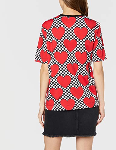 Love Moschino Short Sleeve Jersey T-Shirt_Allover Hearts Print Camiseta, Multicolor (Pr.Hearts/Red 0002), 40 (Talla del Fabricante: 44) para Mujer