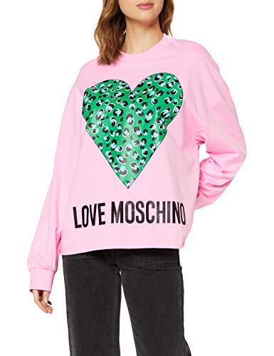 Love Moschino Sweatshirt_animalier Printed Heart&Logo Sudadera, Rosa (Pink L94), 42 (Talla del Fabricante: 46) para Mujer