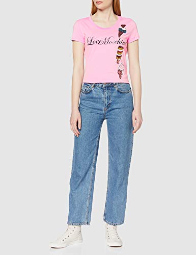 Love Moschino t-Shirt_Three-Ice Cream and Logo Print Camiseta, Rosa (Pink L94), 40 (Talla del Fabricante: 44) para Mujer