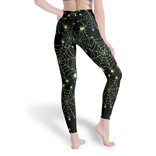 LPLoveYogaShop - Leggings para mujer, diseño de araña verde blanco S