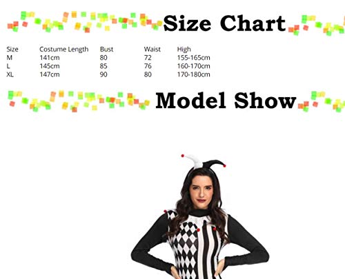 LQY-costume Grupo de Disfraces Adulto Mujeres traviesas de Halloween del Payaso del Asesino Payaso Traje de alcantarilla Que Vuelven Soul Killer Uniformes Ropa de Miedo M/L/XL (XL)