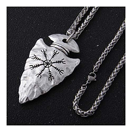 LSBXWL Cadena De Acero Inoxidable con Que Los Hombres De Regalo Collar Runa (Color : Antique Silver, Size : 70cm)