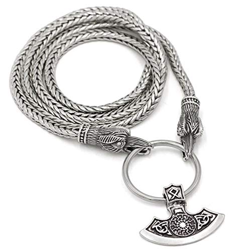 LSBXWL Nórdica de Viking Cuervo Cable Colgante Cuervos del Martillo Am Let Crow Cadena Collares de los Hombres de joyería (Color : 70CM, Size : VK19)
