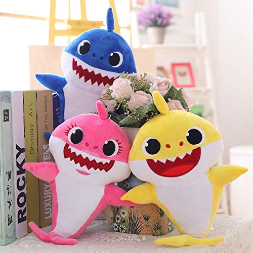Lsxszz8-Weichem Plüsch Baby Shark Toy Weichem Plüsch Shark Cartoon Baby Mit Klang und Musik (Yellow1)