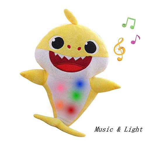 Lsxszz8-Weichem Plüsch Baby Shark Toy Weichem Plüsch Shark Cartoon Baby Mit Klang und Musik (Yellow1)
