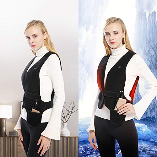 LTLGHY Chaleco eléctrico calentado, chaqueta de calefacción para mujer USB carga caliente chaleco con 3 temperatura ajustable para calentador de cuerpo en invierno camping al aire libre