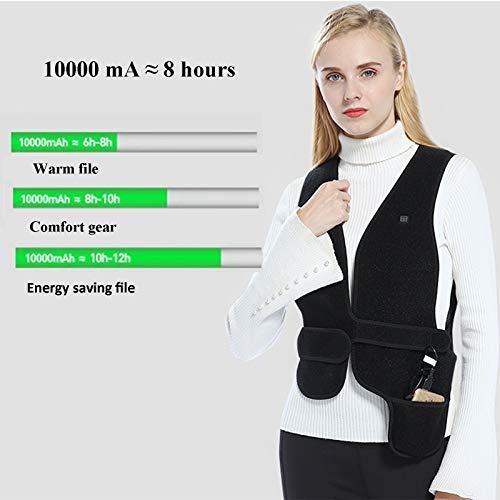 LTLGHY Chaleco eléctrico calentado, chaqueta de calefacción para mujer USB carga caliente chaleco con 3 temperatura ajustable para calentador de cuerpo en invierno camping al aire libre